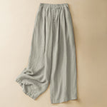 Buddha Stones Summer Casual Minimalist Button-Up Solid Ankle Pants Women's Wide Leg Pants With Pocket
