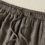 Buddha Stones Summer Casual Drawstring Plaid Linen Ankle Pants Women's Wide Leg Pants With Pocket