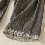 Buddha Stones Summer Casual Drawstring Plaid Linen Ankle Pants Women's Wide Leg Pants With Pocket