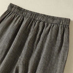 Buddha Stones Summer Casual Drawstring Plaid Linen Ankle Pants Women's Wide Leg Pants With Pocket