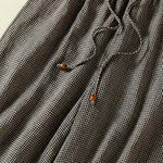 Buddha Stones Summer Casual Drawstring Plaid Linen Ankle Pants Women's Wide Leg Pants With Pocket