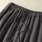 Buddha Stones Summer Casual Drawstring Solid Linen Ankle Pants Women's Wide Leg Pants With Pocket