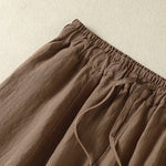 Buddha Stones Summer Casual Drawstring Solid Linen Ankle Pants Women's Wide Leg Pants With Pocket