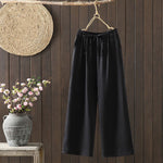 Buddha Stones Summer Casual Minimalist Drawstring Solid Cotton Linen Ankle Pants Women's Straight Leg Pants With Pocket
