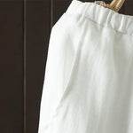 Buddha Stones Summer Casual Minimalist Drawstring Solid Cotton Linen Ankle Pants Women's Straight Leg Pants With Pocket