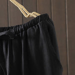 Buddha Stones Summer Casual Minimalist Drawstring Solid Cotton Linen Ankle Pants Women's Straight Leg Pants With Pocket