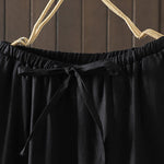 Buddha Stones Summer Casual Minimalist Drawstring Solid Cotton Linen Ankle Pants Women's Straight Leg Pants With Pocket