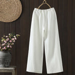 Buddha Stones Summer Casual Minimalist Drawstring Solid Cotton Linen Ankle Pants Women's Straight Leg Pants With Pocket