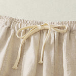 Buddha Stones Summer Casual Simple Drawstring Solid Cotton Linen Cropped Pants Women's Harem Pants With Pocket