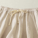 Buddha Stones Summer Casual Simple Drawstring Solid Cotton Linen Cropped Pants Women's Harem Pants With Pocket