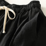 Buddha Stones Summer Casual Simple Drawstring Solid Cotton Linen Cropped Pants Women's Harem Pants With Pocket