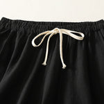 Buddha Stones Summer Casual Simple Drawstring Solid Cotton Linen Cropped Pants Women's Harem Pants With Pocket