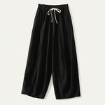 Buddha Stones Summer Casual Simple Drawstring Solid Cotton Linen Cropped Pants Women's Harem Pants With Pocket