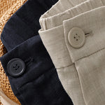 Buddha Stones Summer Casual Elegant Button-Up Solid  Ankle Pants Women's Wide Leg Pants With Pocket
