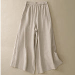 Buddha Stones Summer Casual Elegant Button-Up Solid  Ankle Pants Women's Wide Leg Pants With Pocket