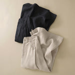 Buddha Stones Summer Casual Elegant Button-Up Solid  Ankle Pants Women's Wide Leg Pants With Pocket