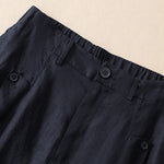 Buddha Stones Summer Casual Elegant Button-Up Solid  Ankle Pants Women's Wide Leg Pants With Pocket