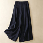 Buddha Stones Summer Casual Elegant Button-Up Solid  Ankle Pants Women's Wide Leg Pants With Pocket