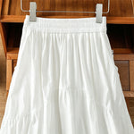 Buddha Stones Summer Casual Boho Solid Line Women's Skirts With Pockets