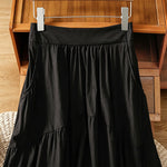 Buddha Stones Summer Casual Boho Solid Line Women's Skirts With Pockets