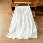 Buddha Stones Summer Casual Boho Solid Line Women's Skirts With Pockets