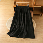 Buddha Stones Summer Casual Boho Solid Line Women's Skirts With Pockets
