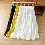 Buddha Stones Summer Casual Boho Solid Line Women's Skirts With Pockets