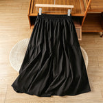 Buddha Stones Summer Casual Boho Solid Line Women's Skirts With Pockets