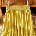 Buddha Stones Summer Casual Boho Solid Line Women's Skirts With Pockets