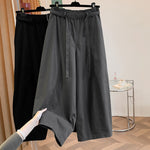 Buddha Stones Spring Casual Minimalist Drawstring Solid Long Pants Women's Harem Pants With Pockets