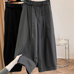 Buddha Stones Spring Casual Minimalist Drawstring Solid Long Pants Women's Harem Pants With Pockets