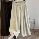Buddha Stones Spring Casual Minimalist Drawstring Solid Long Pants Women's Harem Pants With Pockets