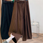 Buddha Stones Spring Casual Minimalist Drawstring Solid Long Pants Women's Harem Pants With Pockets