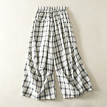 Buddha Stones Summer Casual Plaid Long Pants Women's Tapered Pants With Pockets