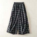 Buddha Stones Summer Casual Plaid Long Pants Women's Tapered Pants With Pockets