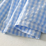 Buddha Stones Summer Casual Boho Blue Plaid Women's Skirts