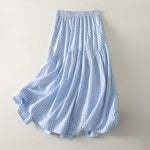 Buddha Stones Summer Casual Boho Blue Plaid Women's Skirts