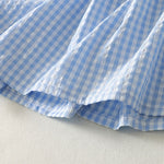 Buddha Stones Summer Casual Boho Blue Plaid Women's Skirts