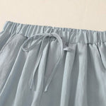 Buddha Stones Summer Casual Drawstring Solid Cropped Pants Women's Wide Leg Pants With Pocket