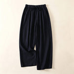 Buddha Stones Summer Casual Drawstring Solid Cropped Pants Women's Wide Leg Pants With Pocket