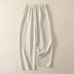 Buddha Stones Summer Casual Drawstring Solid Cropped Pants Women's Wide Leg Pants With Pocket