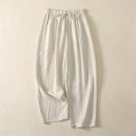 Buddha Stones Summer Casual Drawstring Solid Cropped Pants Women's Wide Leg Pants With Pocket