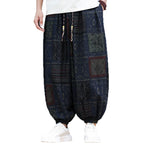 Buddha Stones Summer Boho Casual Drawstring Geometric Cropped Pants Men's Harem Pants With Pocket