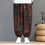 Buddha Stones Summer Boho Casual Drawstring Geometric Cropped Pants Men's Harem Pants With Pocket