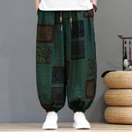 Buddha Stones Summer Boho Casual Drawstring Geometric Cropped Pants Men's Harem Pants With Pocket