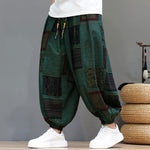 Buddha Stones Summer Boho Casual Drawstring Geometric Cropped Pants Men's Harem Pants With Pocket