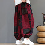 Buddha Stones Summer Boho Casual Drawstring Geometric Cropped Pants Men's Harem Pants With Pocket