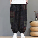 Buddha Stones Summer Boho Casual Drawstring Geometric Cropped Pants Men's Harem Pants With Pocket