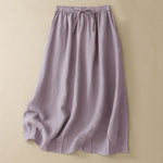 Buddha Stones Summer Casual Minimalist Drawstring Elastic Waist Solid Women's Skirts With Pockets