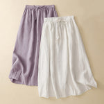 Buddha Stones Summer Casual Minimalist Drawstring Elastic Waist Solid Women's Skirts With Pockets
